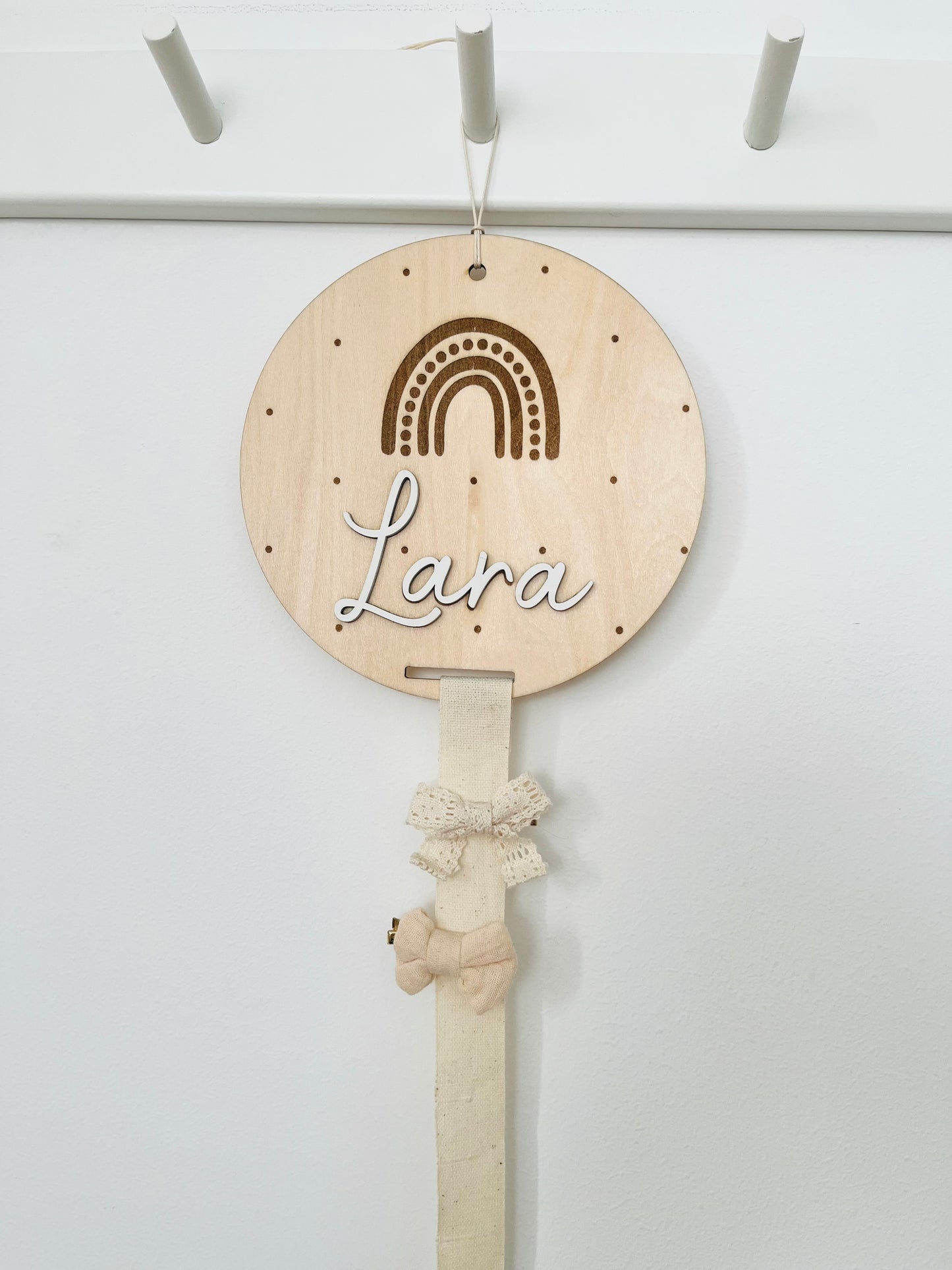 Haarspangenhalter "Regenbogen" aus Lindenholz