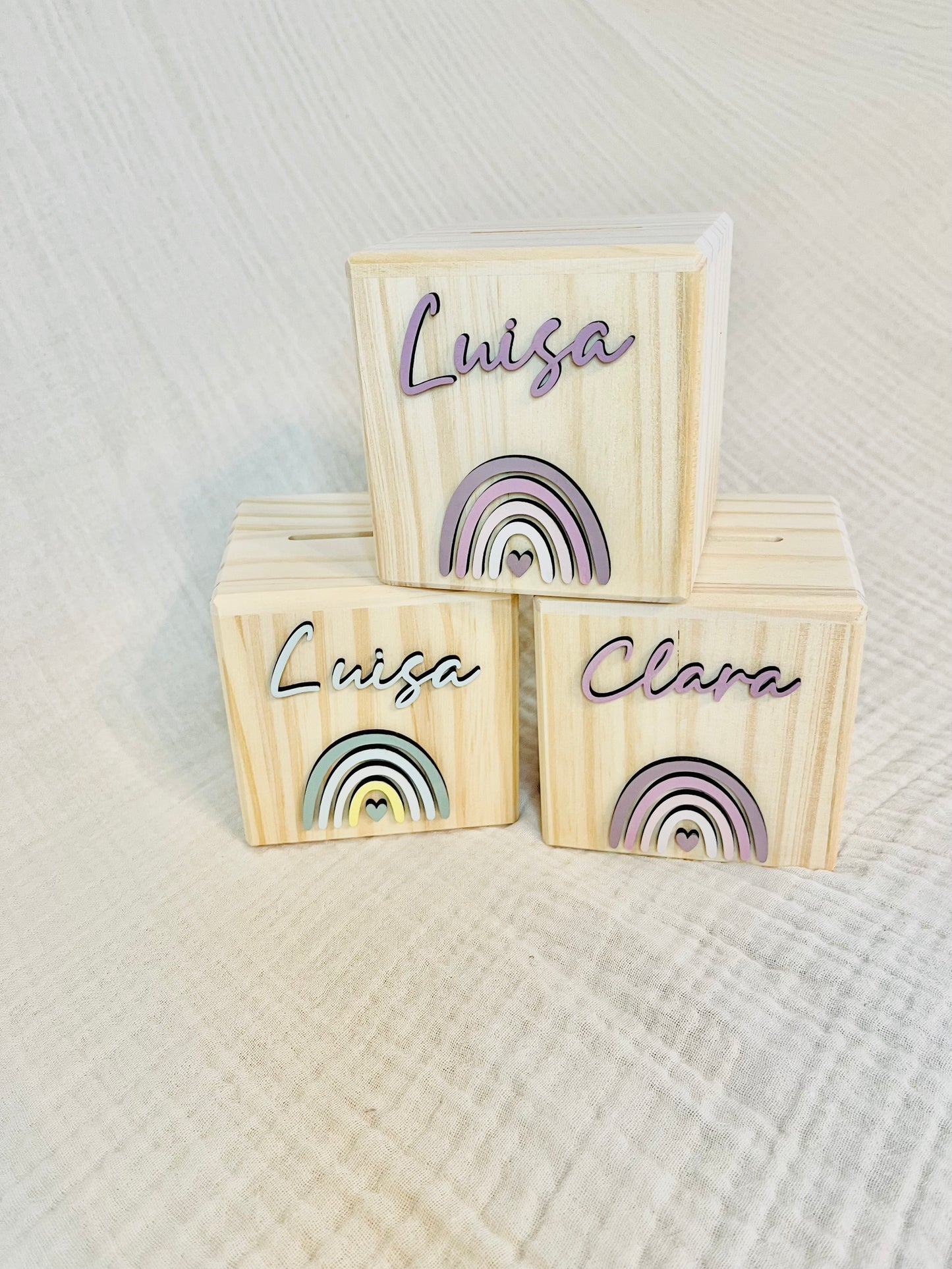 Personalisierte Spardose Regenbogen